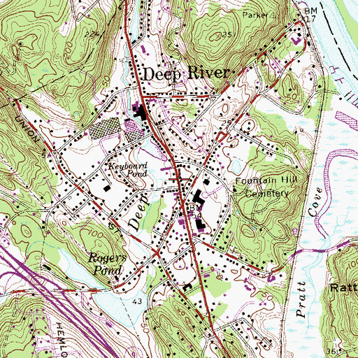 Topographic Map of Deep River Public Library, CT