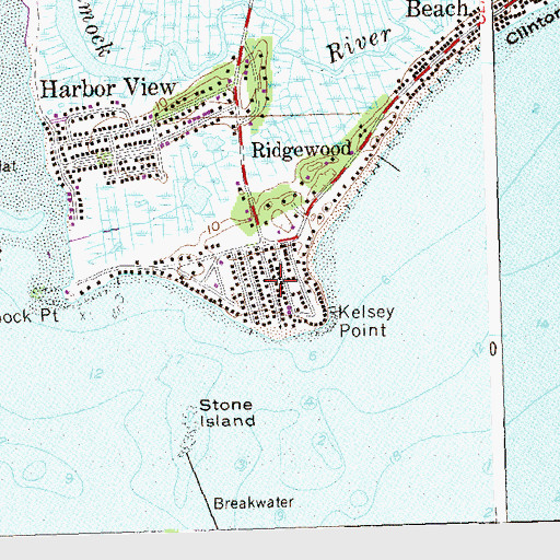 Topographic Map of Duck Island Roads, CT