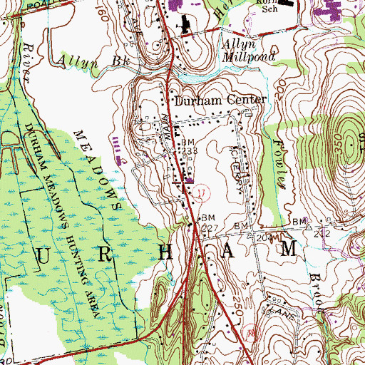 Topographic Map of Durham Public Library, CT