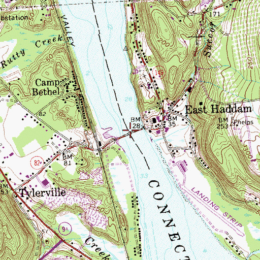 Topographic Map of East Haddam Bridge, CT