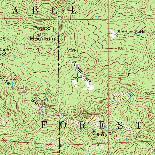 Topographic Map of Potato Park, CO