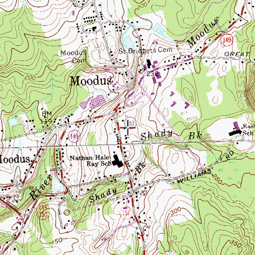 Topographic Map of East Haddam Free Public Library, CT