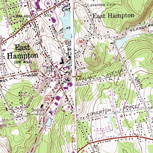 Topographic Map of East Hampton Cemetery, CT