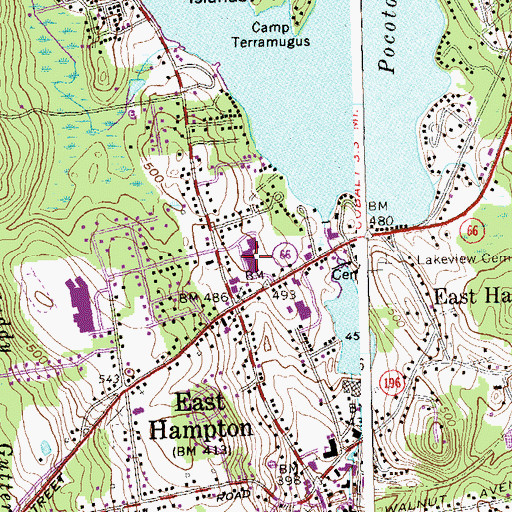 Topographic Map of East Hampton Mall Shopping Center, CT