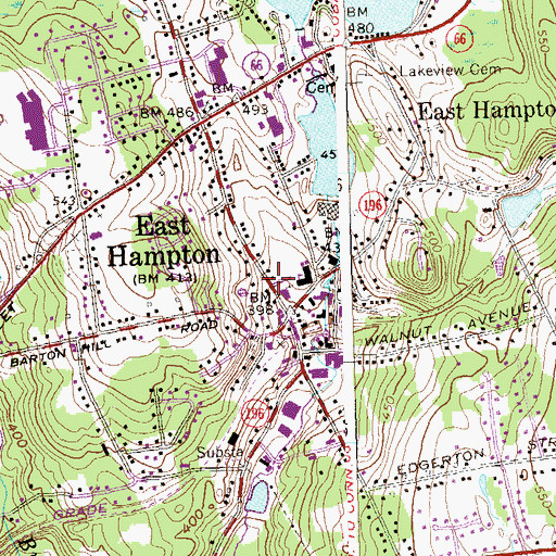 Topographic Map of East Hampton Post Office, CT