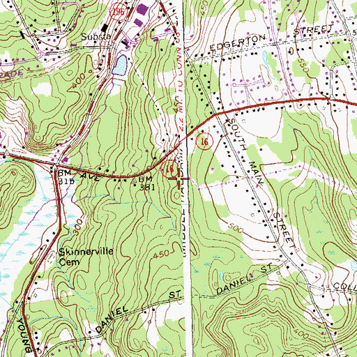 Topographic Map of East Hampton Public Library, CT