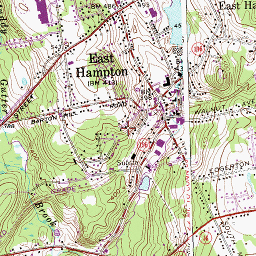 Topographic Map of East Hampton Town Hall, CT
