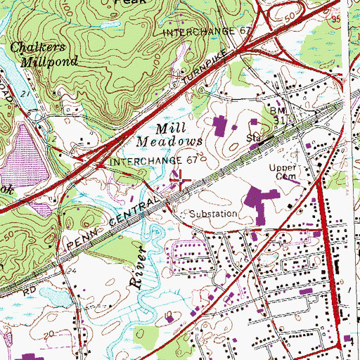 Topographic Map of Elm Street Industrial Park, CT
