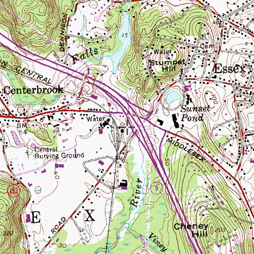 Topographic Map of Essex Plaza Shopping Center, CT