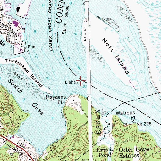 Topographic Map of Essex Reef Light, CT