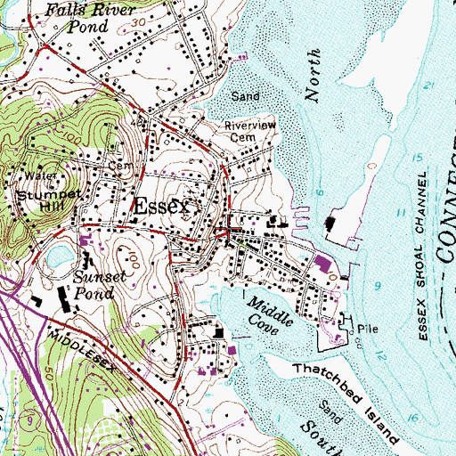 Topographic Map of Essex Square, CT