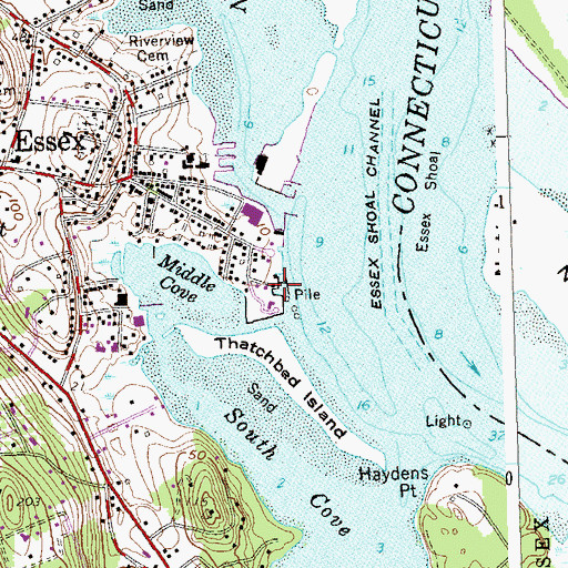 Topographic Map of Essex Town Dock, CT