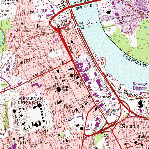 Topographic Map of First Church of Christ, CT