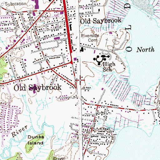 Topographic Map of First Church of Christ in Saybrook, CT