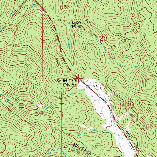 Topographic Map of Greenhill Divide, CO