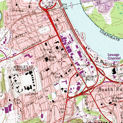Topographic Map of First Church of Christ Scientist, CT