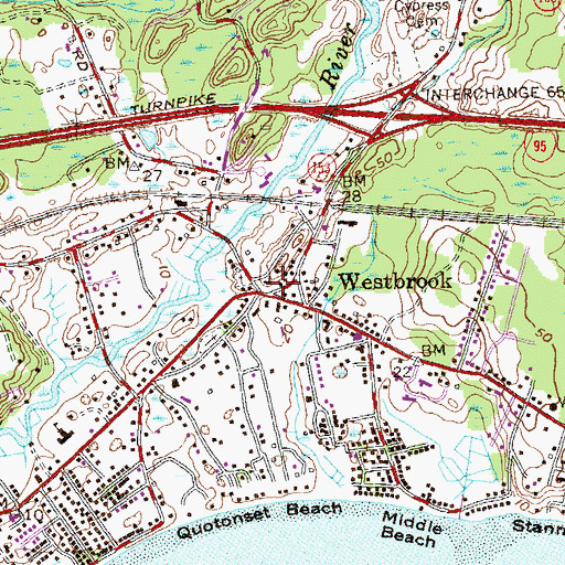 Topographic Map of First Congregational Church of Westbrook, CT