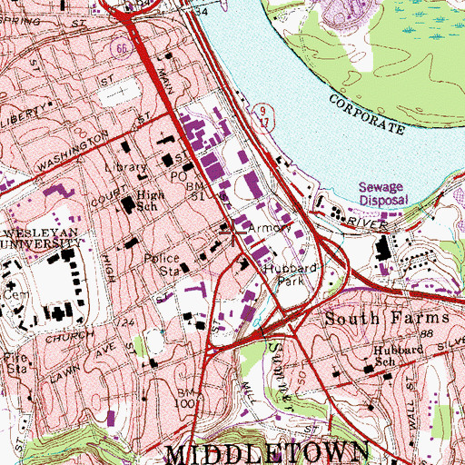 Topographic Map of First United Methodist CHurch, CT