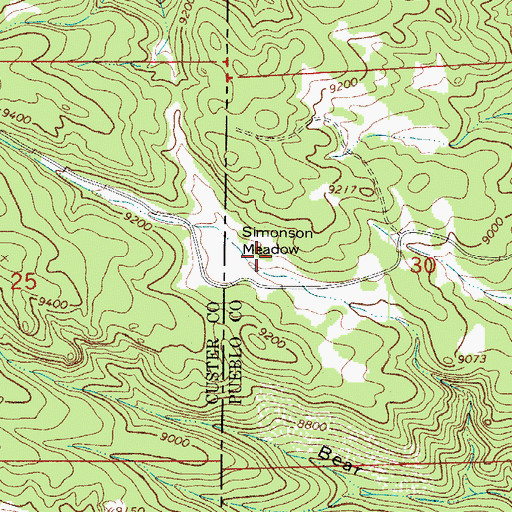 Topographic Map of Simonson Meadow, CO