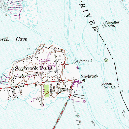 Topographic Map of Fort Saybrook Monument Park, CT