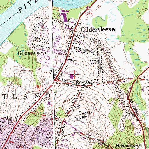 Topographic Map of Gildersleeve School, CT
