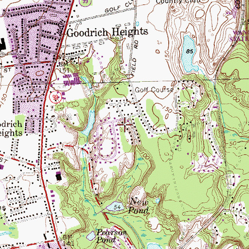 Topographic Map of Goodrich Heights, CT