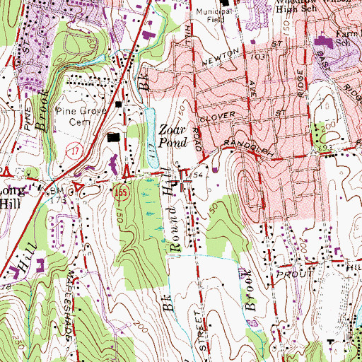 Topographic Map of Grace Evangelical Lutheran Church, CT