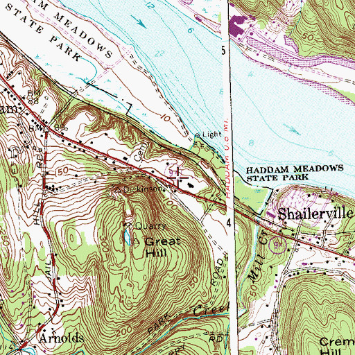 Topographic Map of Haddam Post Office, CT