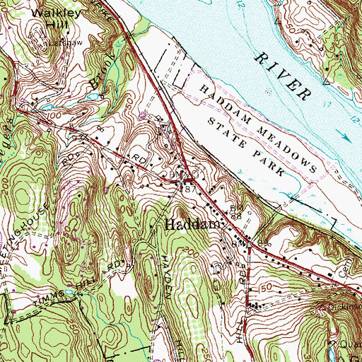 Topographic Map of Haddam Town Hall, CT