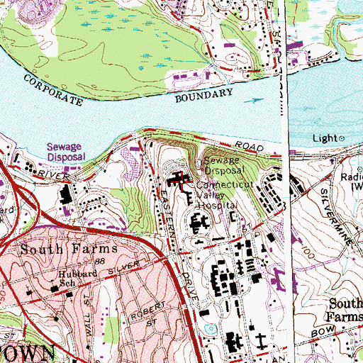 Topographic Map of Hallock Medical Library, CT