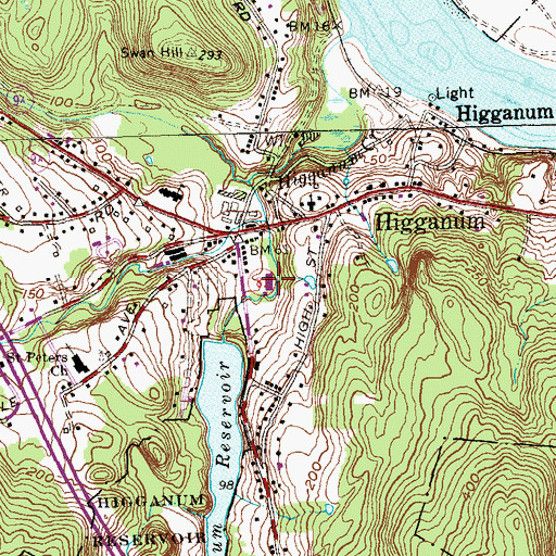 Topographic Map of Higganum Post Office, CT