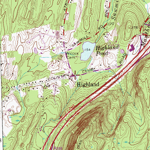 Topographic Map of Highland Historic District, CT