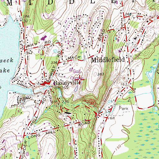Topographic Map of Indian Springs Golf Club, CT