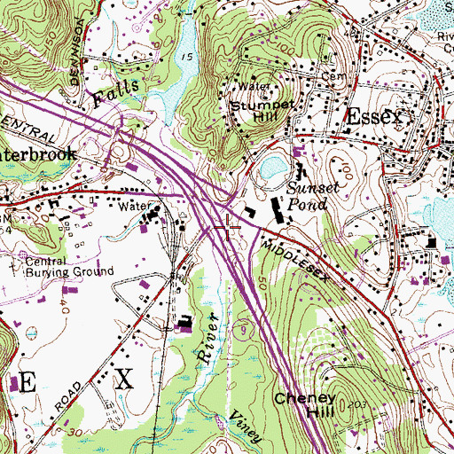Topographic Map of Interchange 3, CT