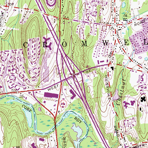 Topographic Map of Interchange 19, CT