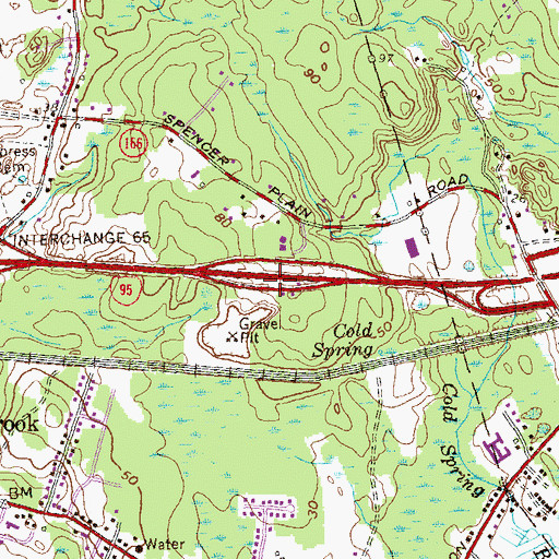 Topographic Map of Interstate 95 Tourist Information Center, CT