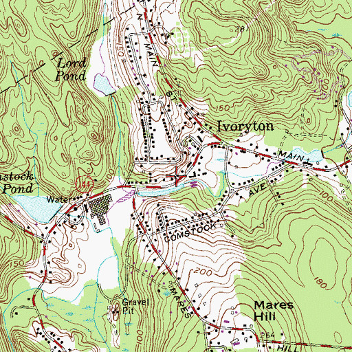 Topographic Map of Ivoryton Congregational Church, CT