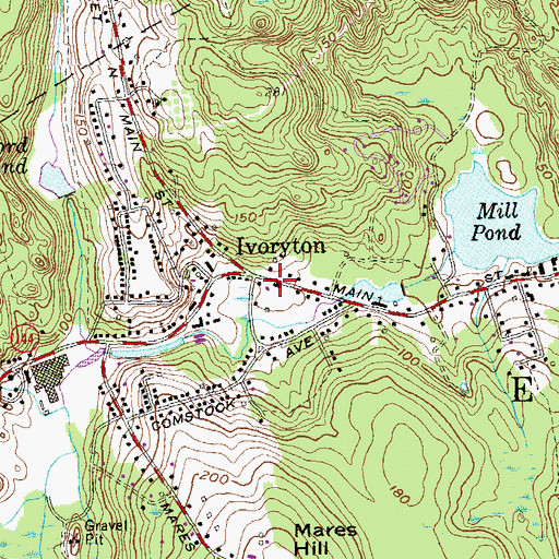 Topographic Map of Ivoryton Post Office, CT