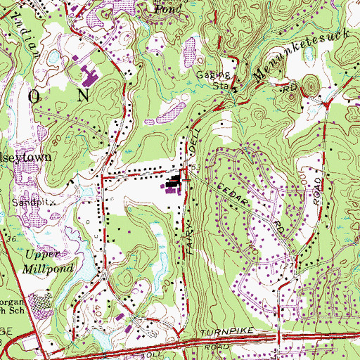 Topographic Map of Jared Eliot Middle School, CT