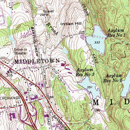 Topographic Map of Jean Burr Smith Library, CT