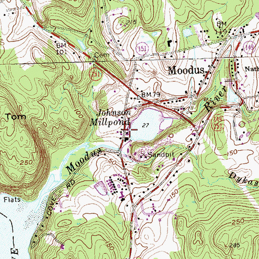Topographic Map of Johnsonville Post Office (historical), CT