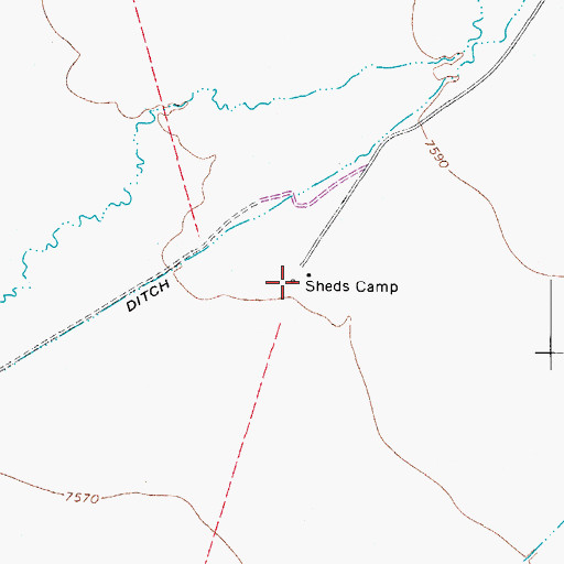 Topographic Map of Sheds Camp, CO