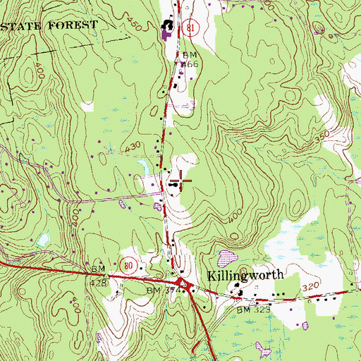 Topographic Map of Killingworth Congregational Church, CT