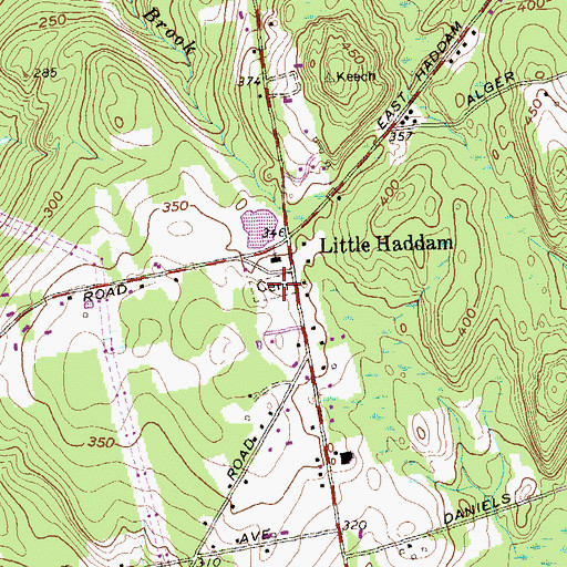 Topographic Map of Little Haddam Cemetery, CT