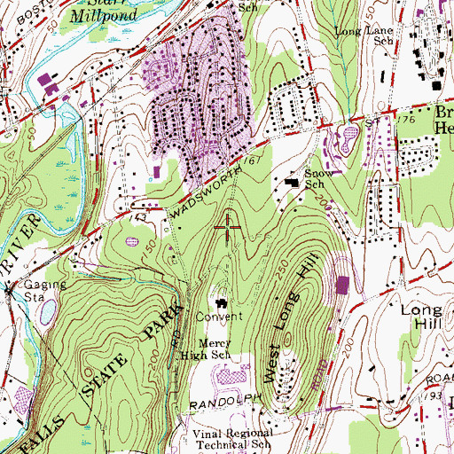 Topographic Map of Long HIll Estates, CT