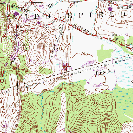 Topographic Map of Lyman Meadow Golf Club, CT