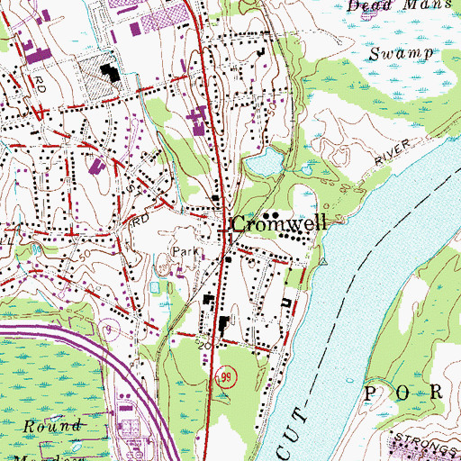 Topographic Map of Main Street Historic District, CT