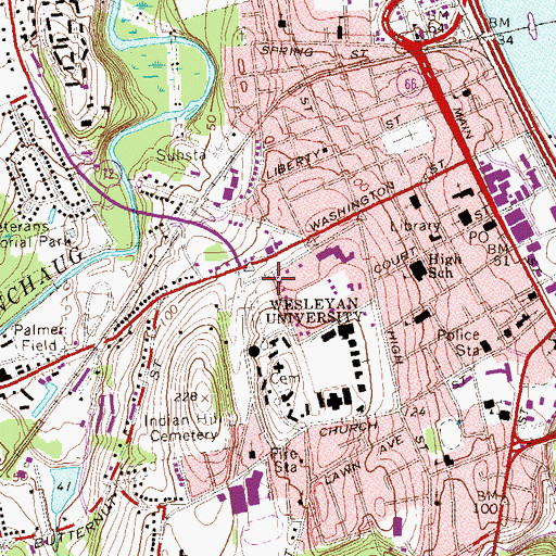 Topographic Map of Mansfield Freeman Center for East Asian Studies, CT