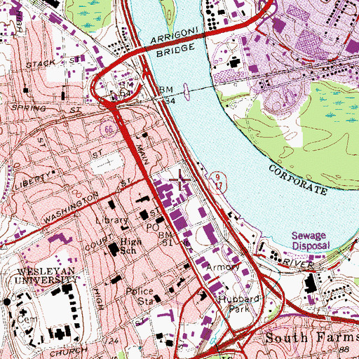 Topographic Map of Metro Square Shopping Center, CT