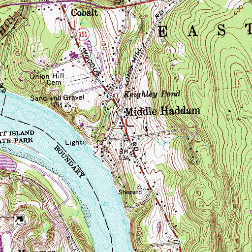 Topographic Map of Middle Haddam Post Office, CT